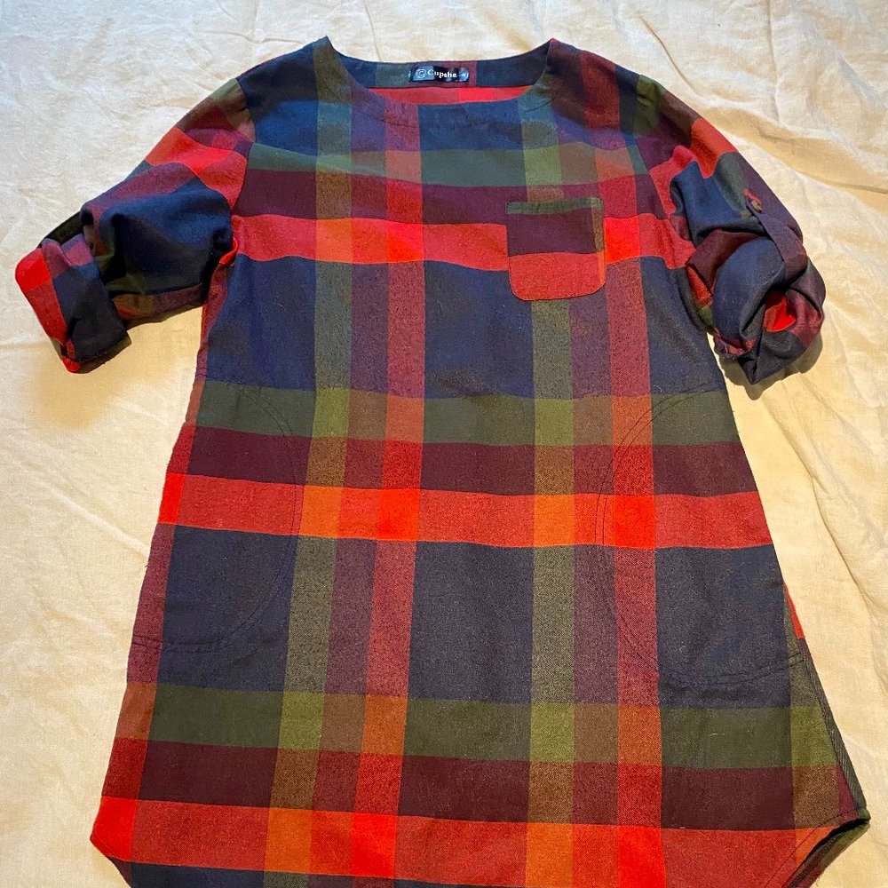Cute Winter Plaid Dress with Pockets